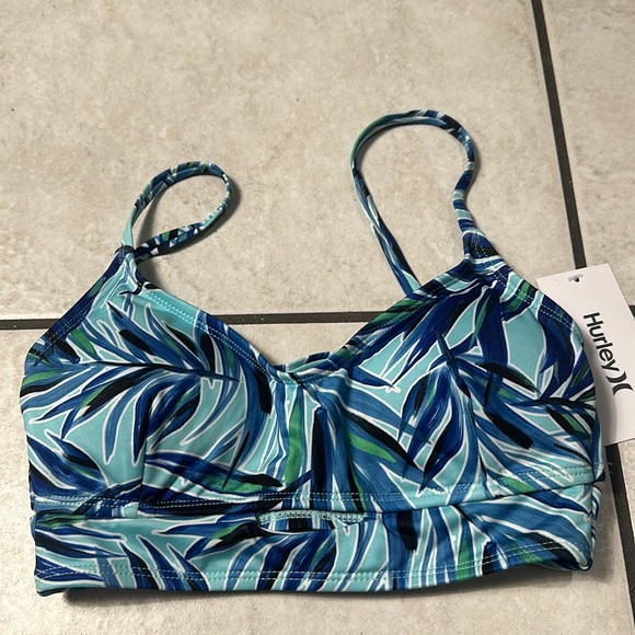 NWT‎ Hurley Blue Tropical Leaf Bikini Set - Picture 2 of 10